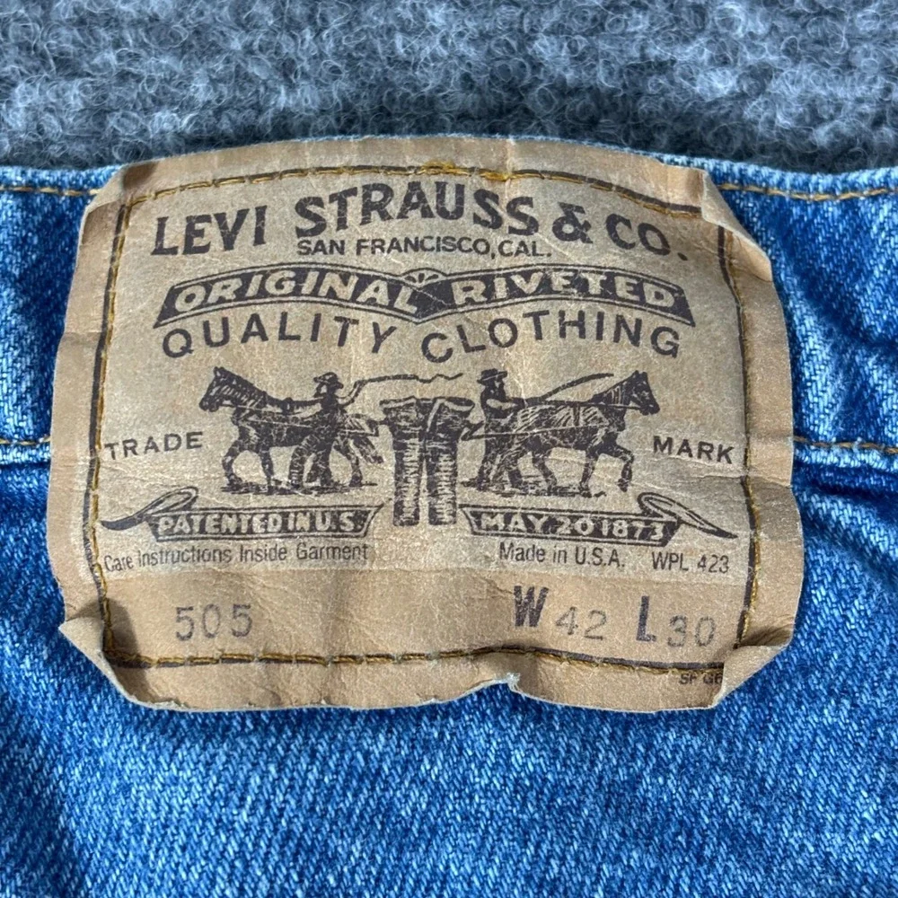Vintage Levis 505 Orange Tab Jeans Mens 42x30 Denim Straight Leg USA No Care Tag